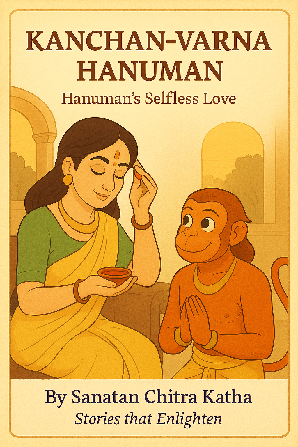 Cover: Kanchan‑Varna Hanuman with Sita and Rama.